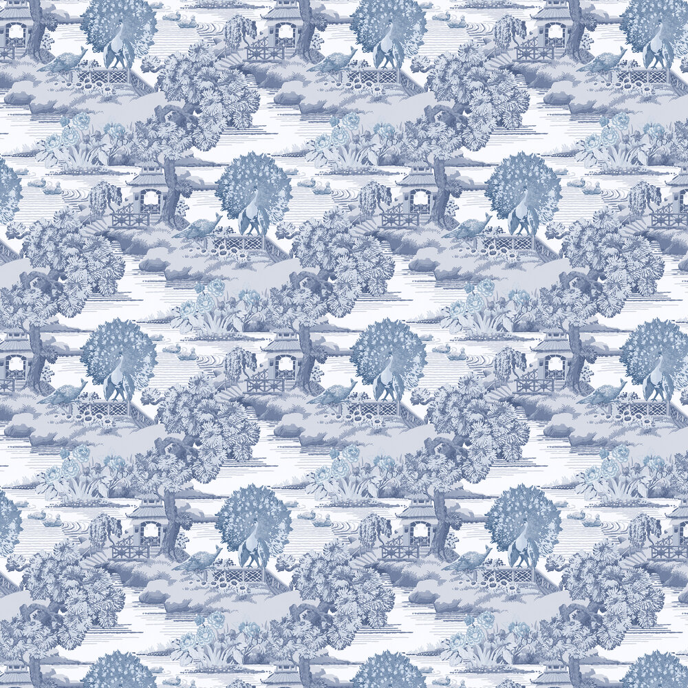 Edo Toile Wallpaper - Blue - by Graham & Brown