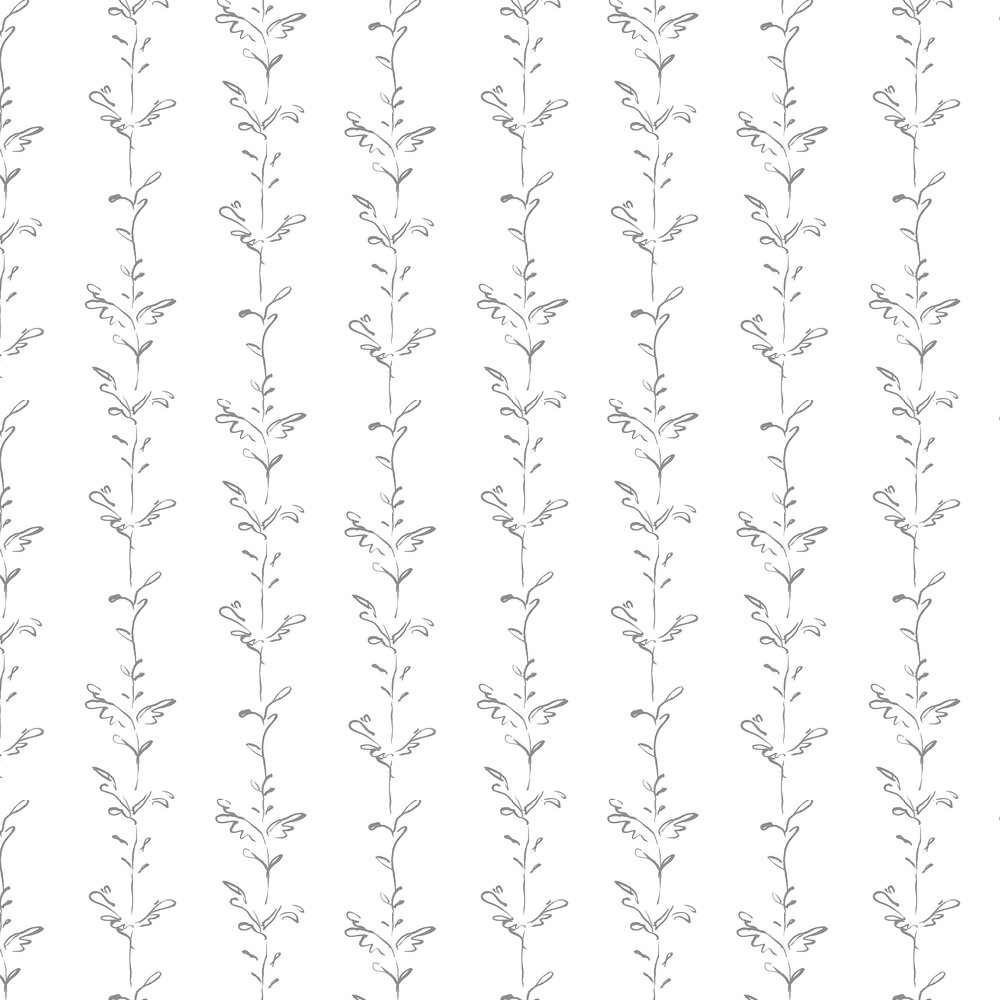 Stem Wallpaper - Graphite grey / white - by Polly Dunbar Decoration