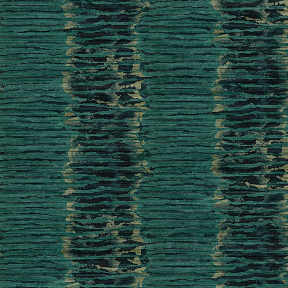 Ripple Stripe Wallpaper - Emerald / Kingfisher - by Harlequin