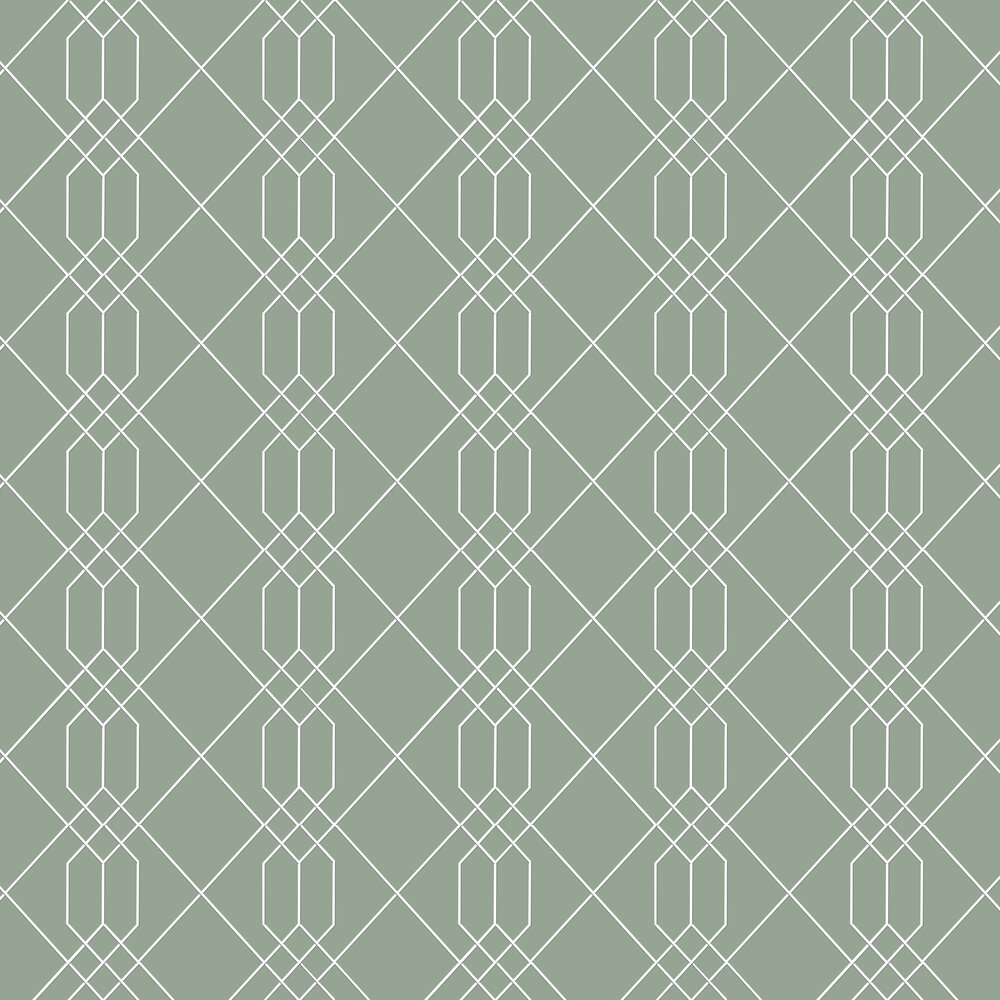 Richmond Trellis Wallpaper - Green - by Hamilton Weston Wallpapers