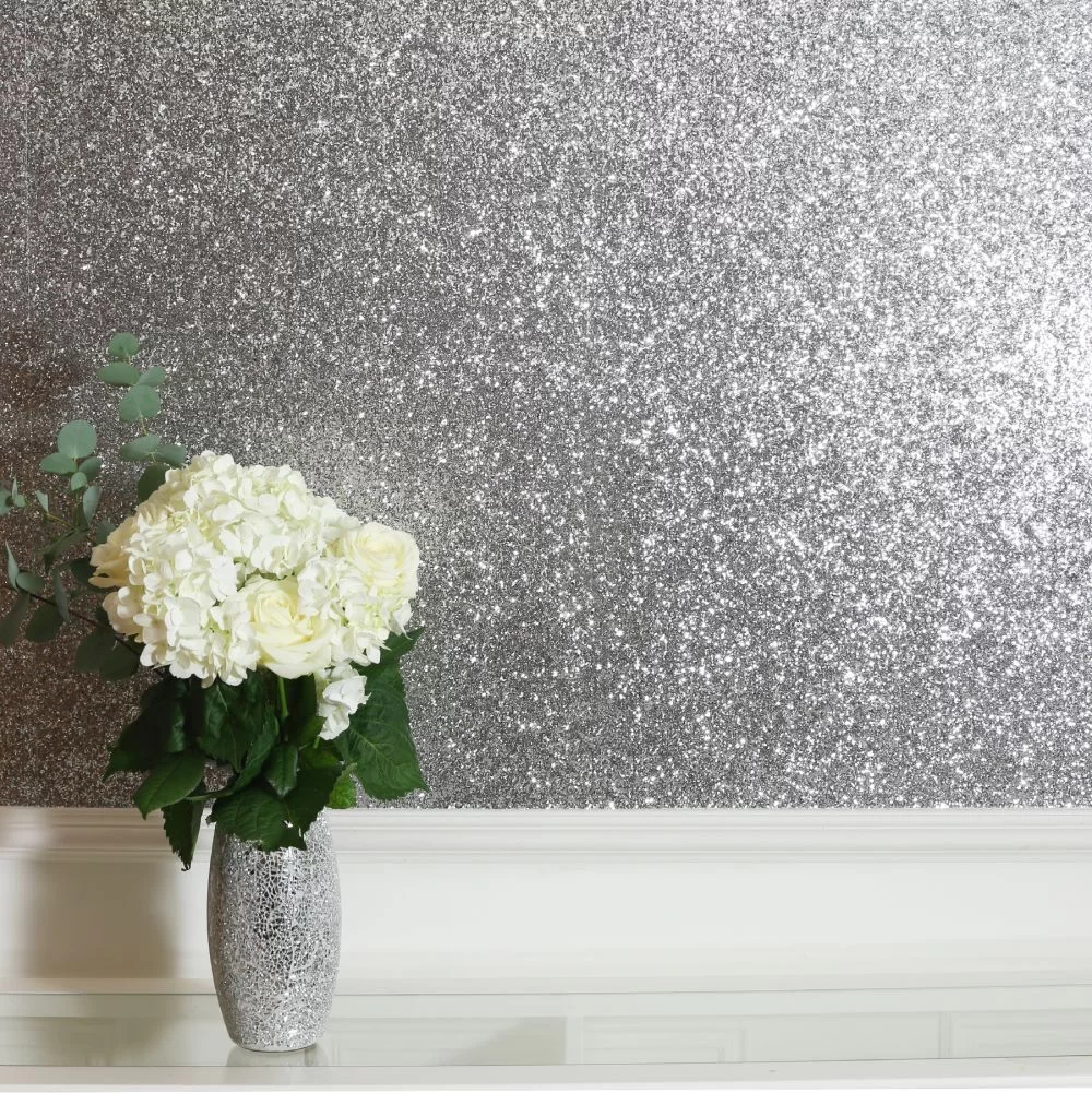 Sequin Sparkle by Arthouse - Silver - Wallpaper : Wallpaper Direct