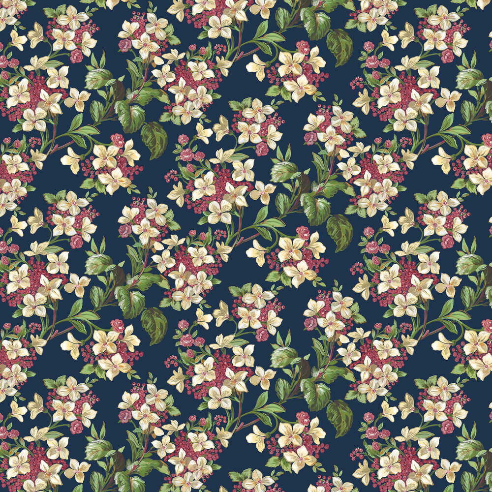 Flowery Wallpaper - Navy - by Coordonne