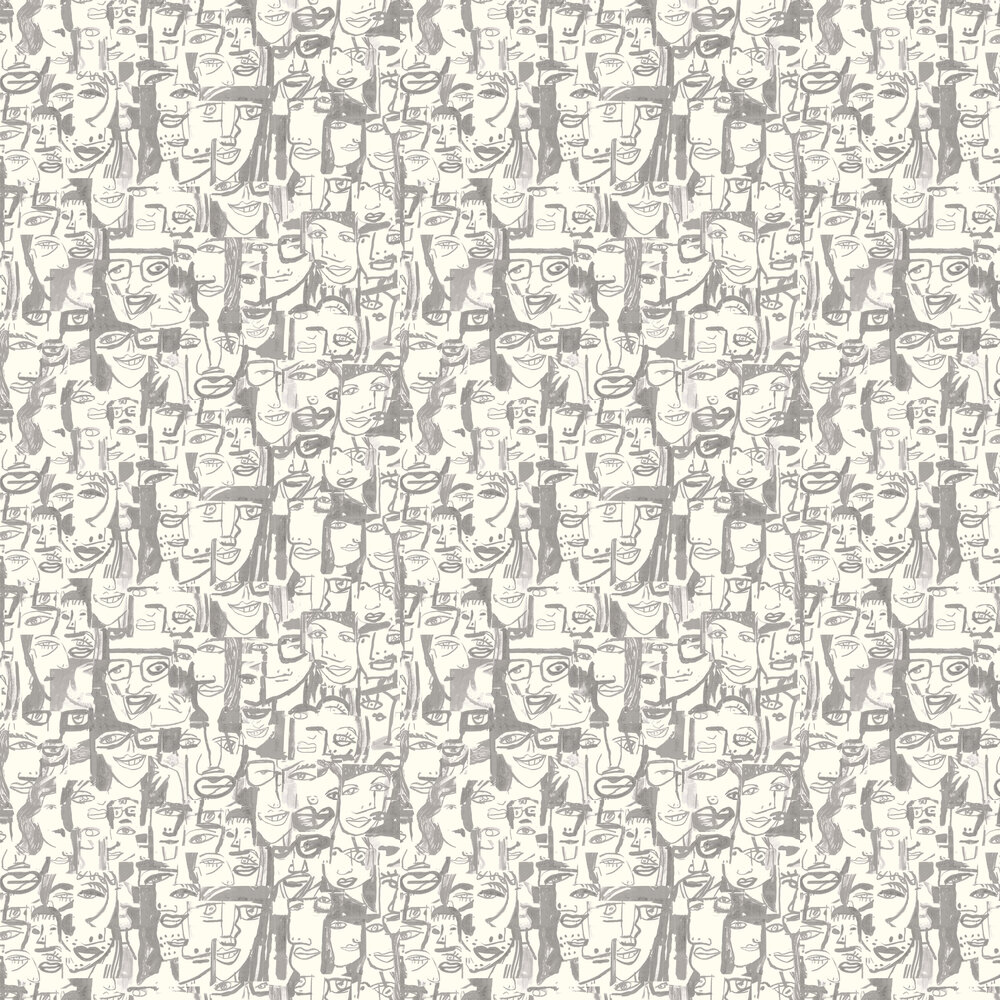 Caras Tres Wallpaper - Grey - by Tres Tintas