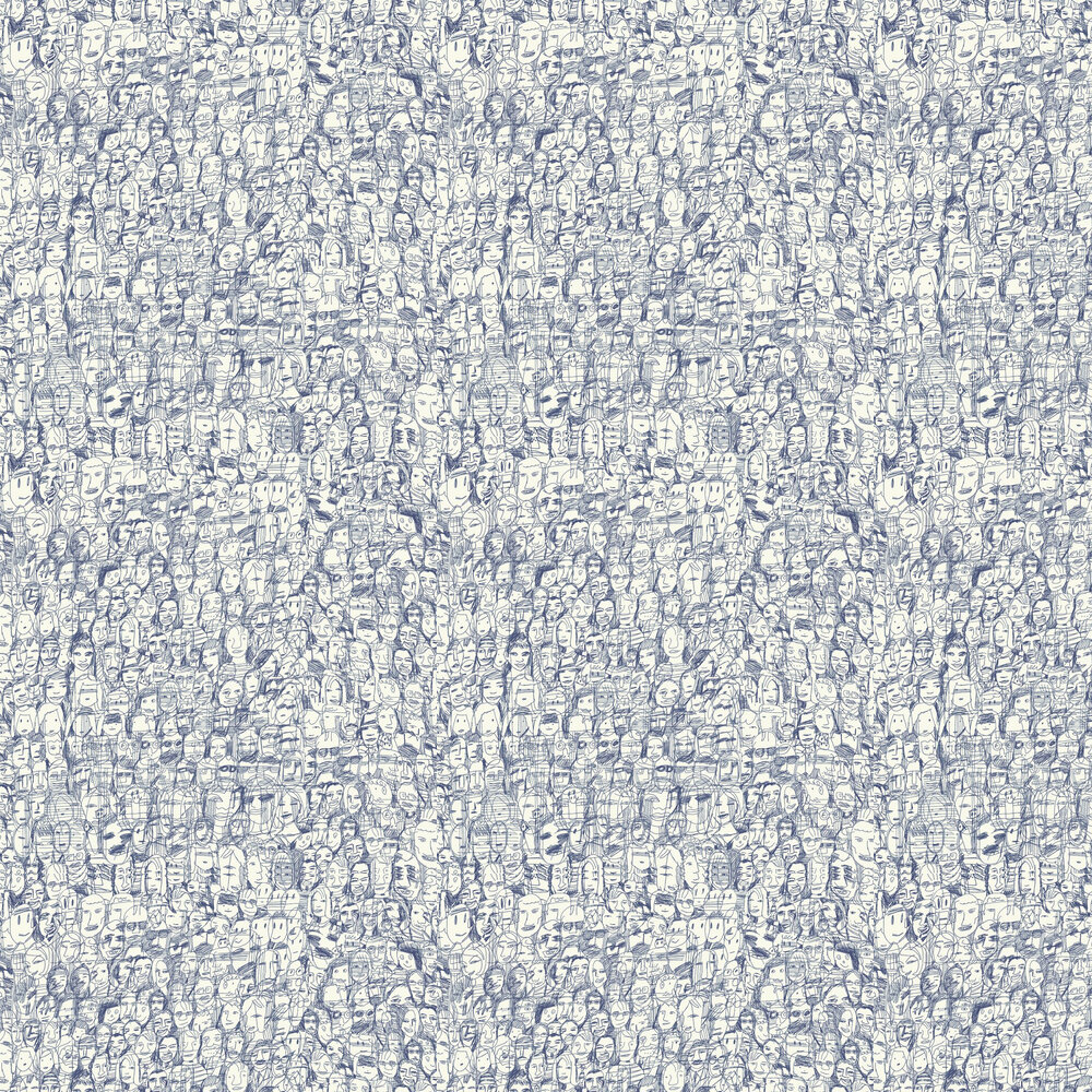 Mil Caras Wallpaper - Blue - by Tres Tintas