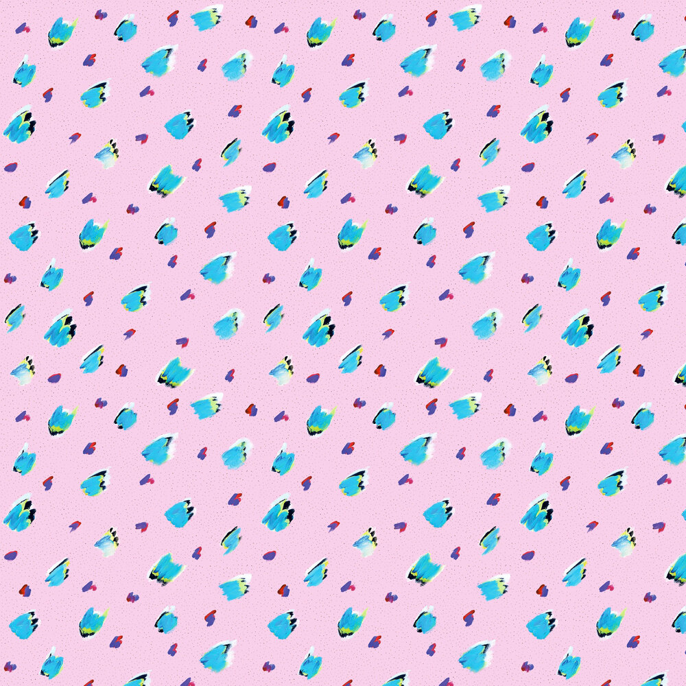 Brush Macro Wallpaper - Pink / Aqua - by Tres Tintas