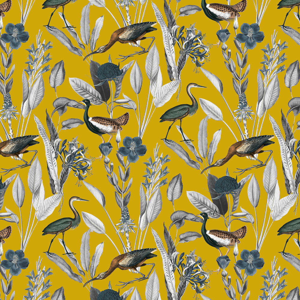 Glasshouse Wallpaper - Mustard - by Graham & Brown