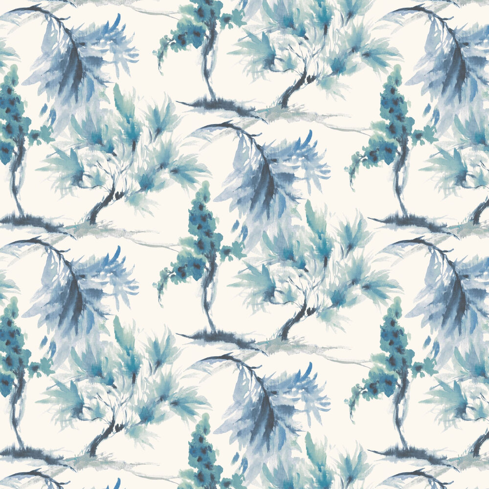 Mimosa Wallpaper - Aquamarine - by 1838 Wallcoverings