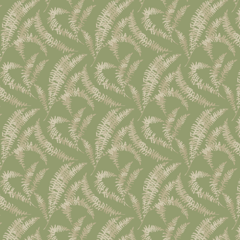 Felci Wallpaper - Olive Green - by 1838 Wallcoverings