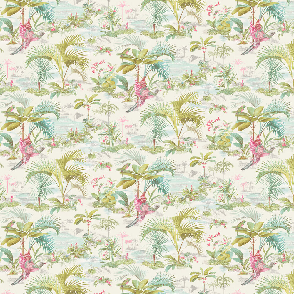 Palm Scene Wallpaper - White - by Eijffinger