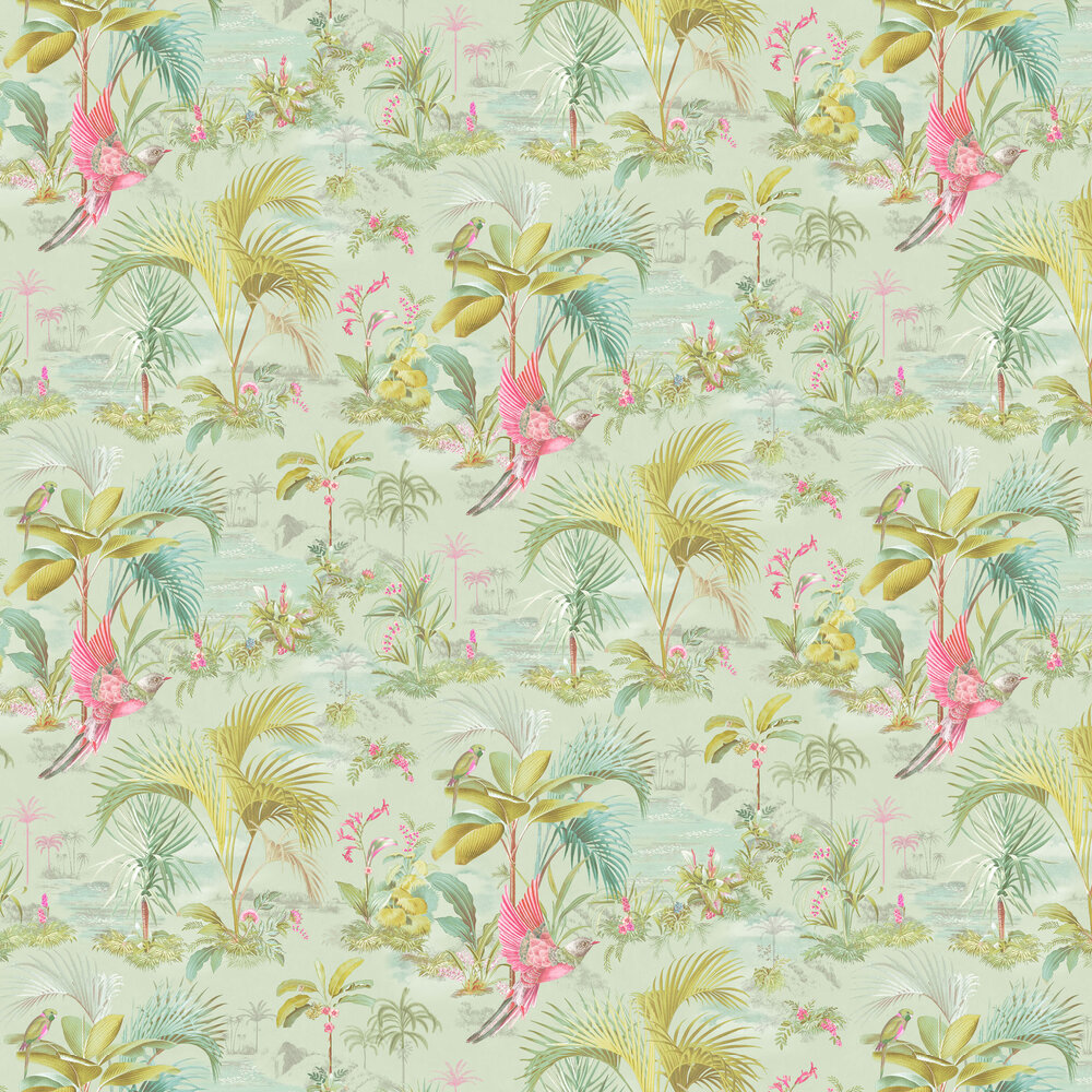 Palm Scene Wallpaper - Green - by Eijffinger