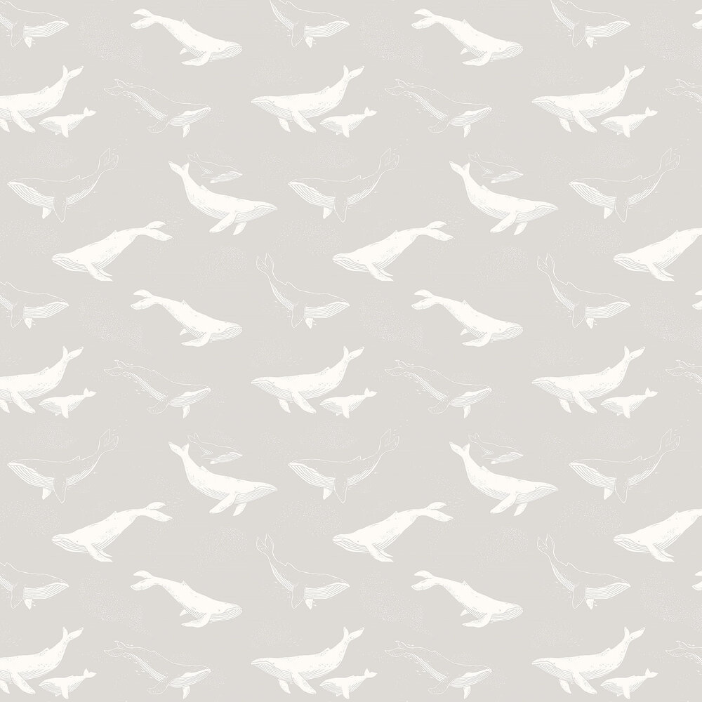Whales Wallpaper - Pale Grey - by Boråstapeter
