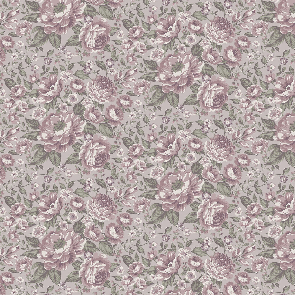 Rosie Wallpaper - Grey Purple - by Boråstapeter