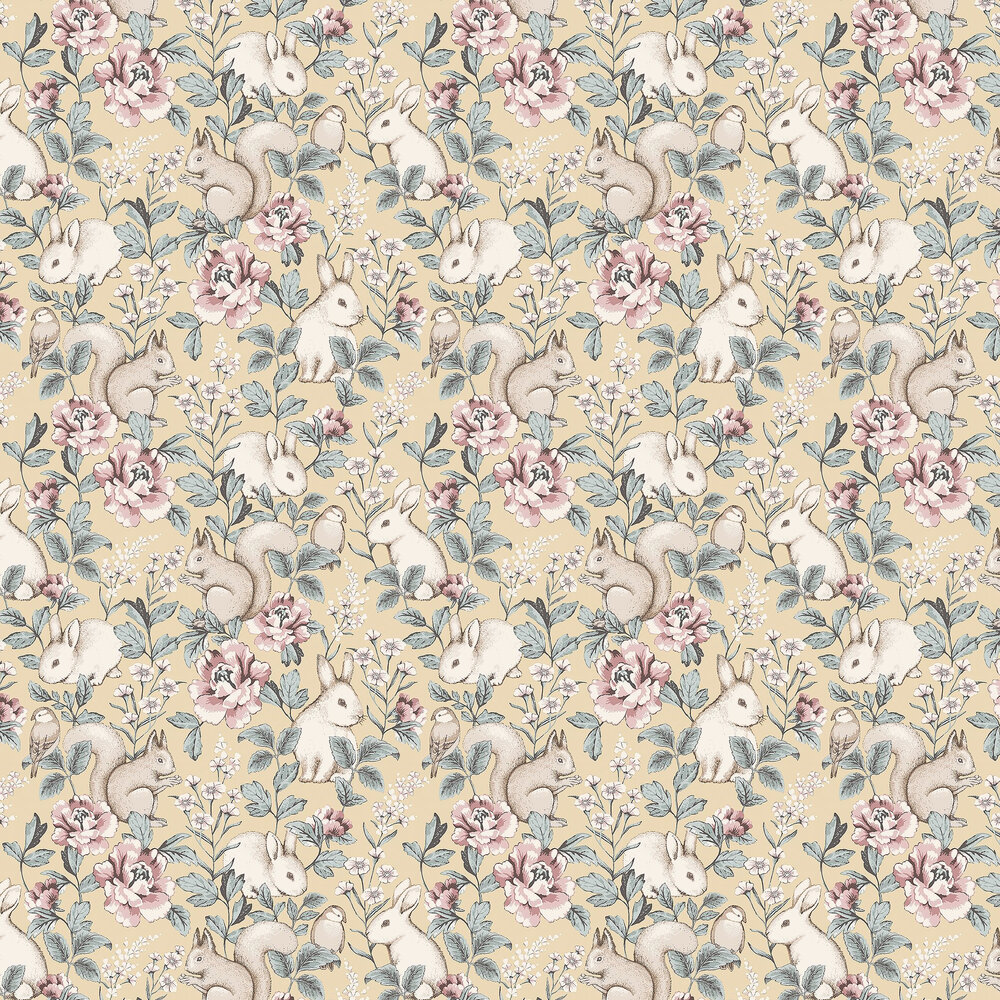 Magic Forest Wallpaper - Pale Yellow - by Boråstapeter