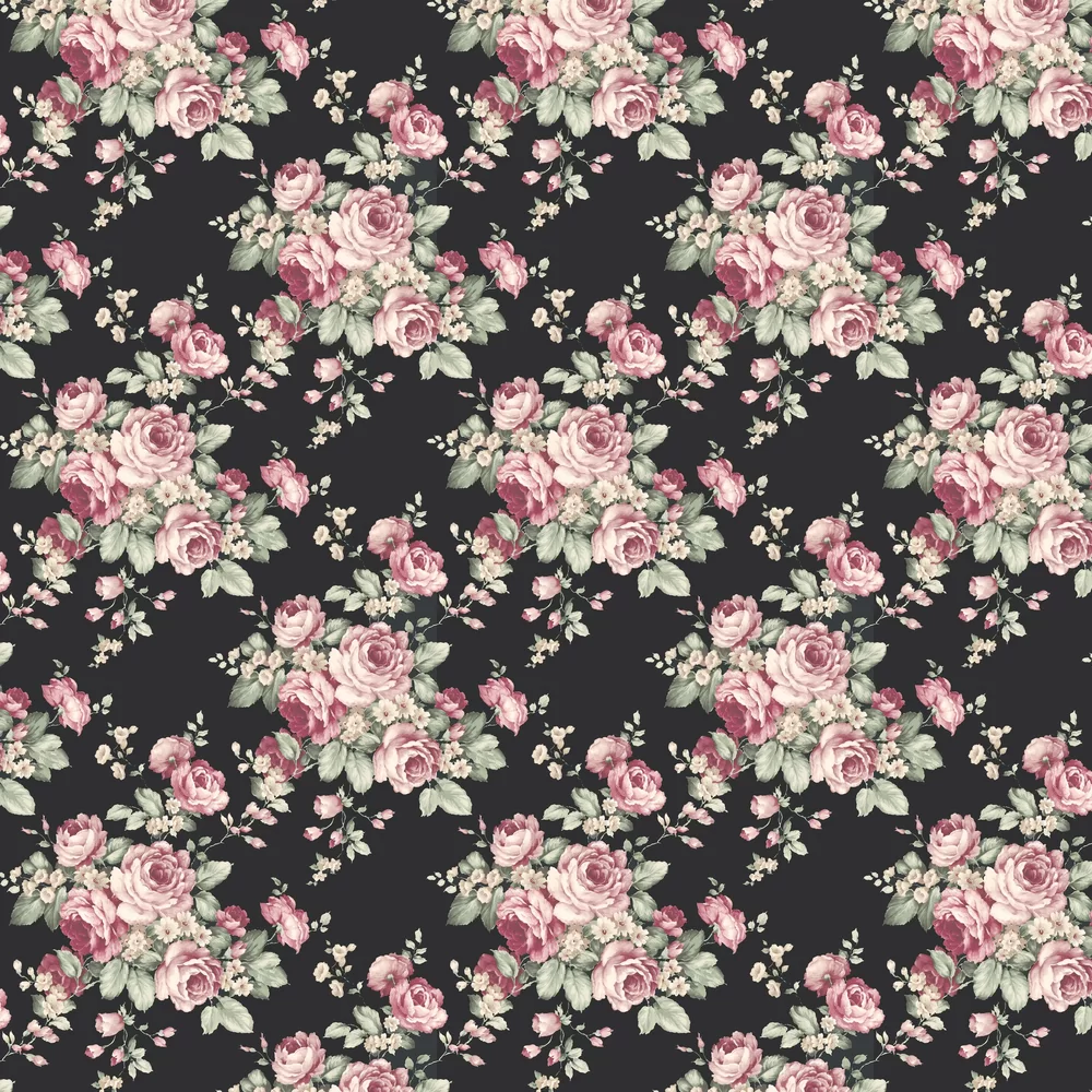 Grand Floral by Galerie - Black - Wallpaper : Wallpaper Direct