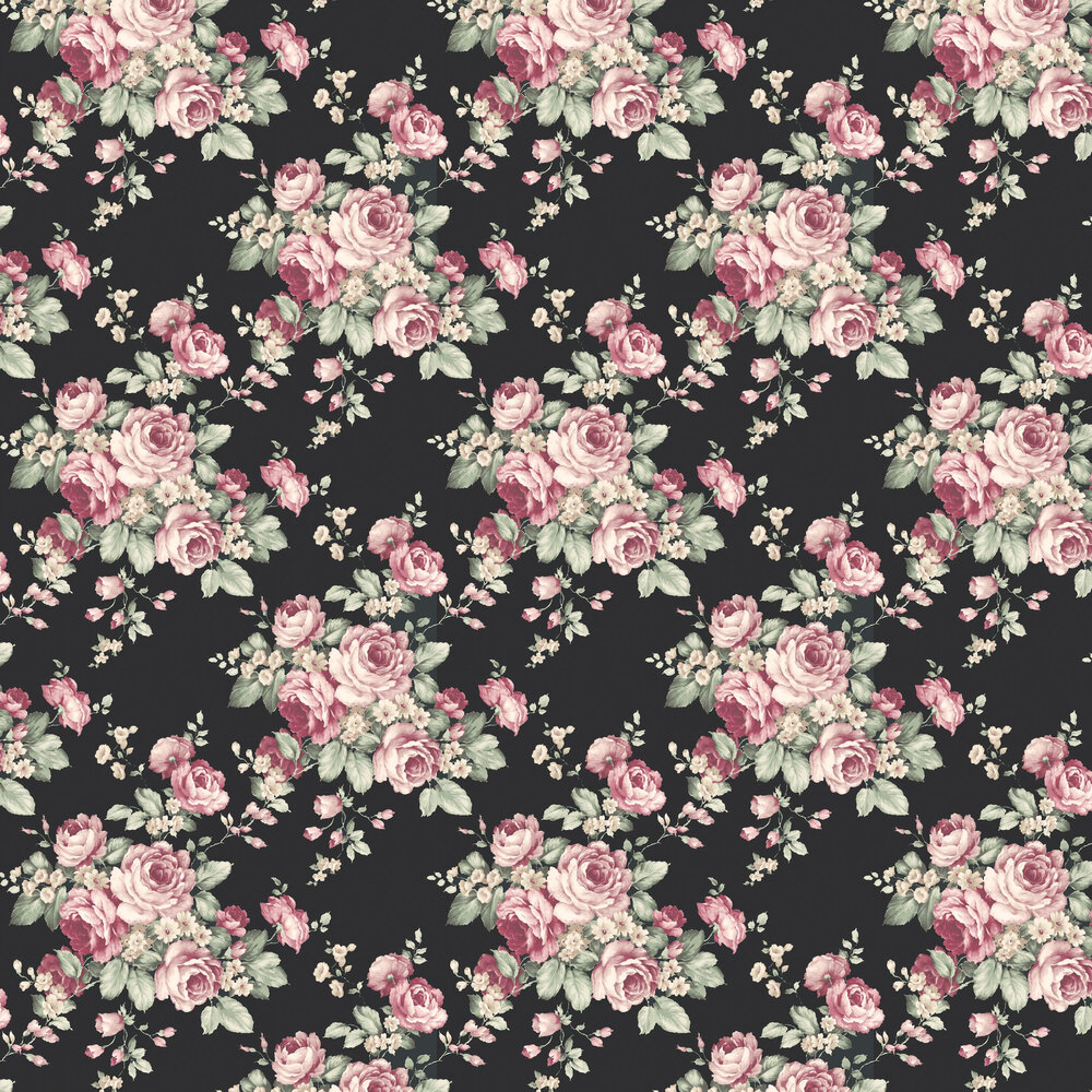 Grand Floral Wallpaper - Black - by Galerie