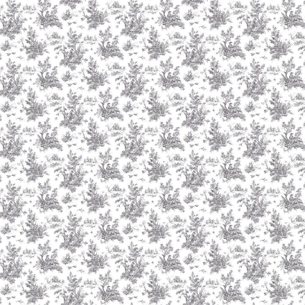 Toile Wallpaper - Grey - by Galerie