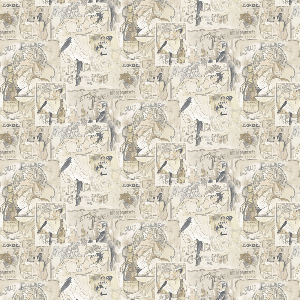 Champagne Posters Wallpaper - Beige - by Galerie