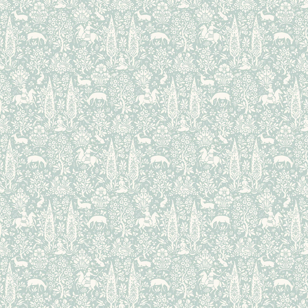 Woodland Wallpaper - Duck Egg - by Crown