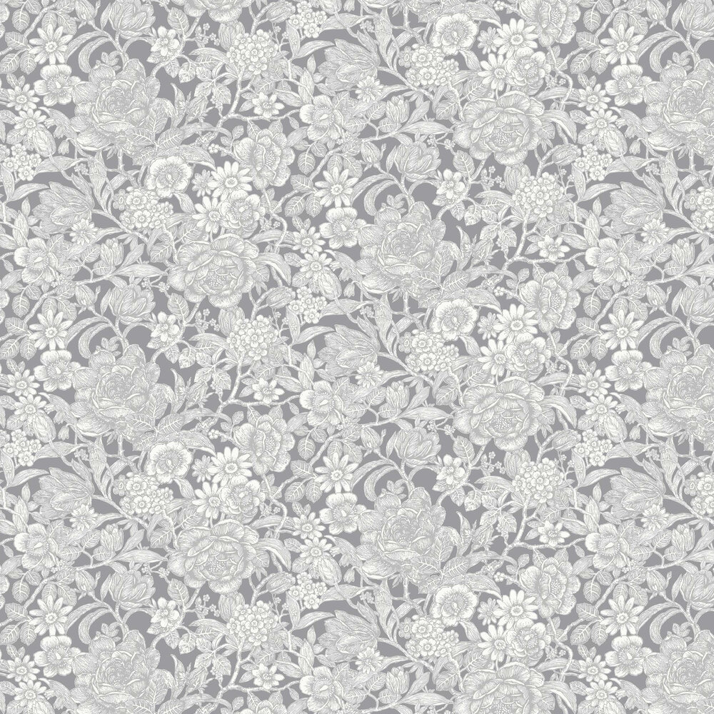 Wild Hedgerow Wallpaper - Grey - by Crown