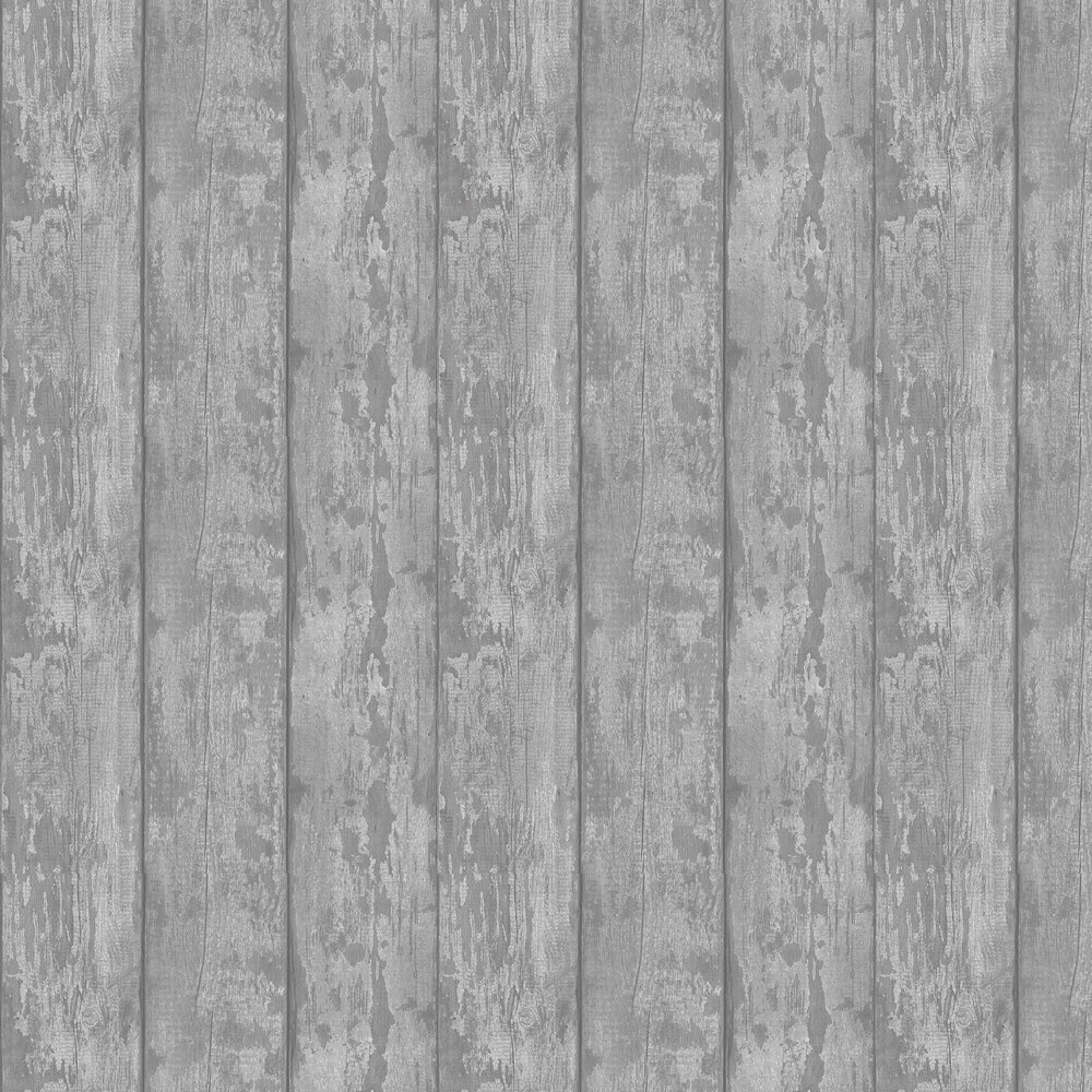 Metallic Washed Wood Wallpaper - Grey / Silver - by Arthouse