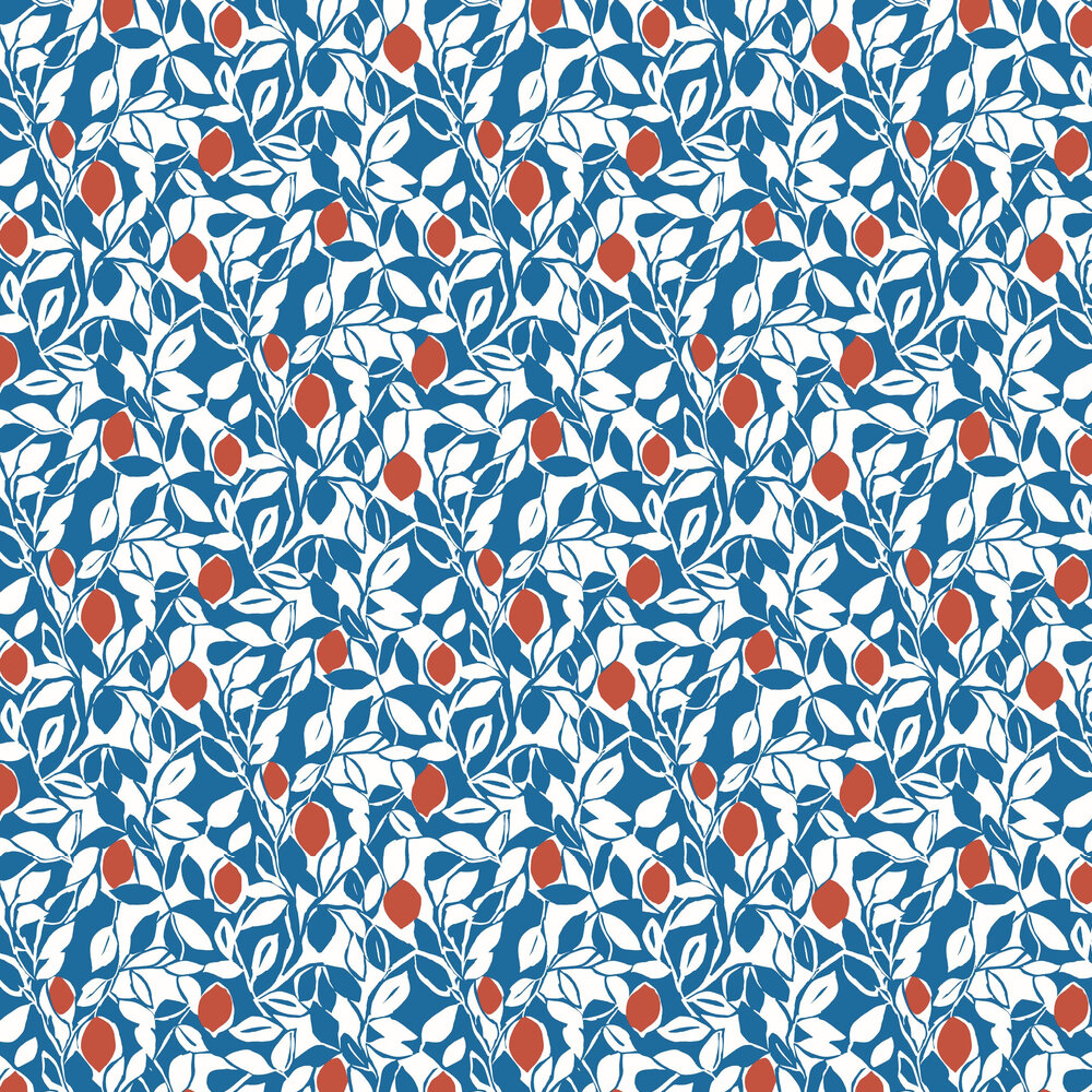 Loretto Wallpaper - Blue / Red  - by A Street Prints
