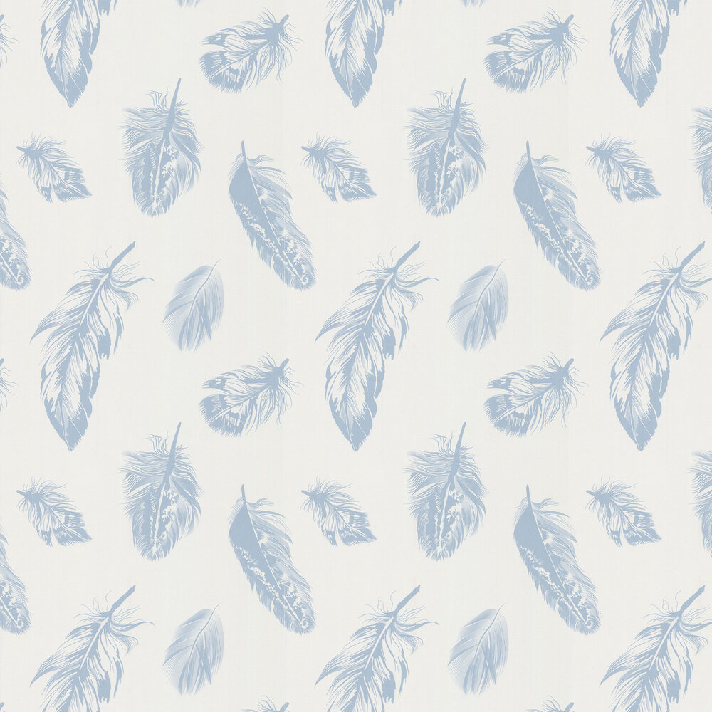 Feather  Wallpaper - White / Blue - by Galerie