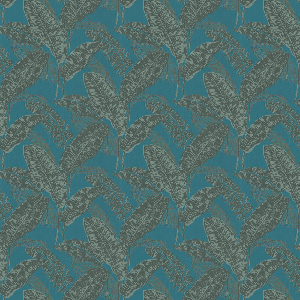 Jungle Leaf  Wallpaper - Turquoise / Green  - by Galerie