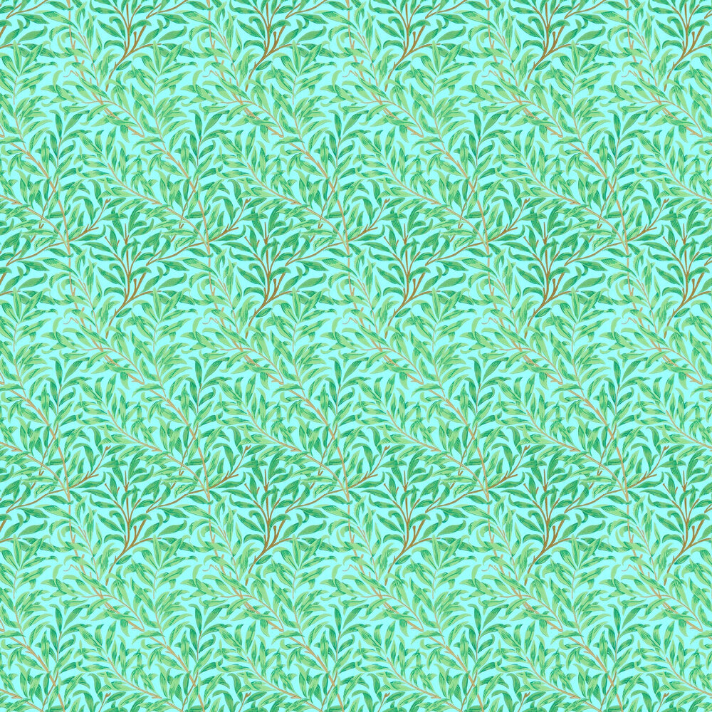 Willow Bough Wallpaper - Sky / Leaf Green - by Morris