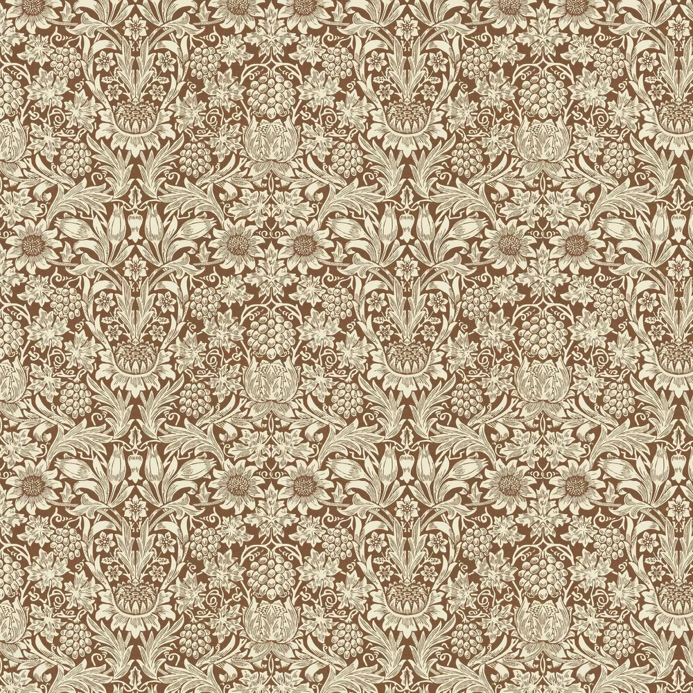 Sunflower by Morris - Chocolate / Cream - Wallpaper : Wallpaper Direct