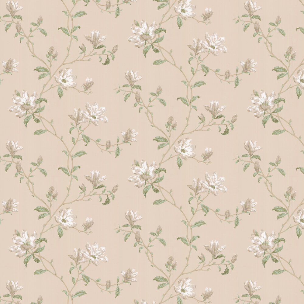 Marchwood Wallpaper - White / Sage - by Colefax and Fowler