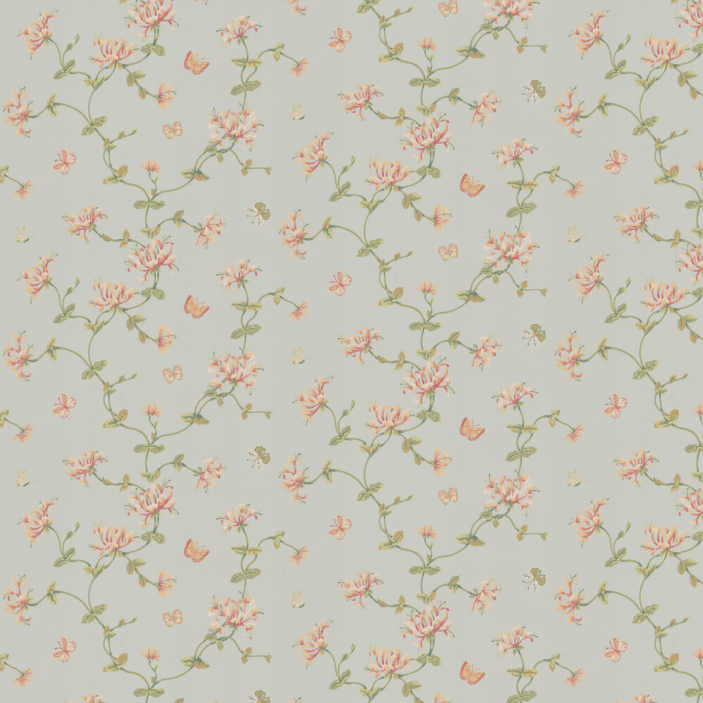 Honeysuckle Garden Wallpaper - Aqua - by Colefax and Fowler