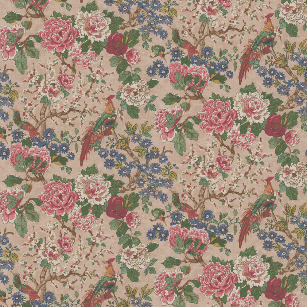 Jardine Wallpaper - Red / Green - by Colefax and Fowler