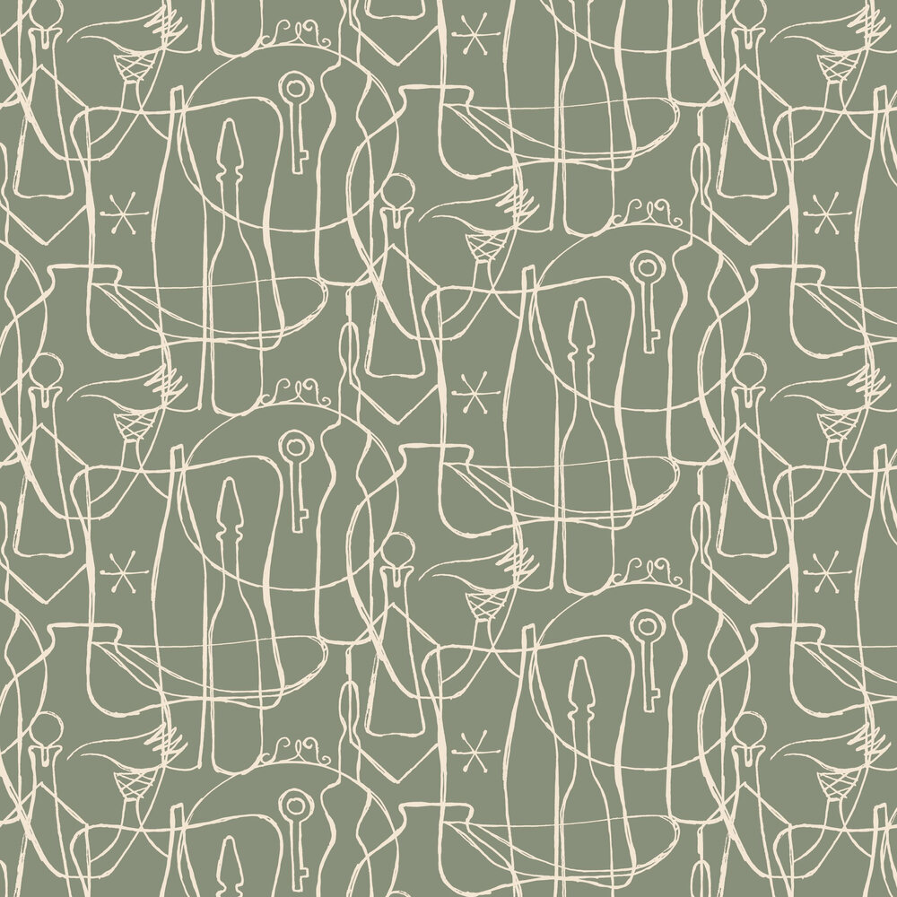 Atelier Wallpaper - Sage - by Mini Moderns