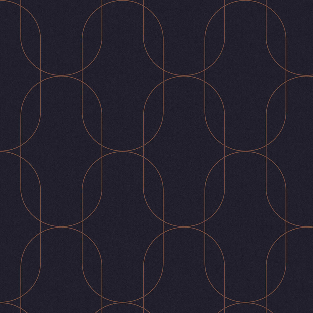 Palais Wallpaper - Navy / Copper - by Graham & Brown