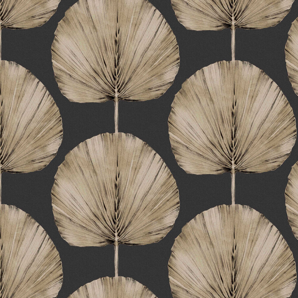 Palm Fan Wallpaper - Charcoal - by Graham & Brown