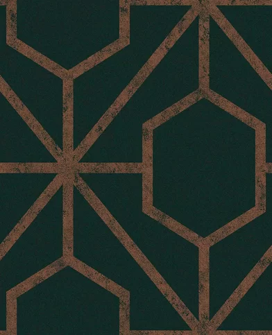 Rinku by Graham & Brown - Green / Copper - Wallpaper : Wallpaper