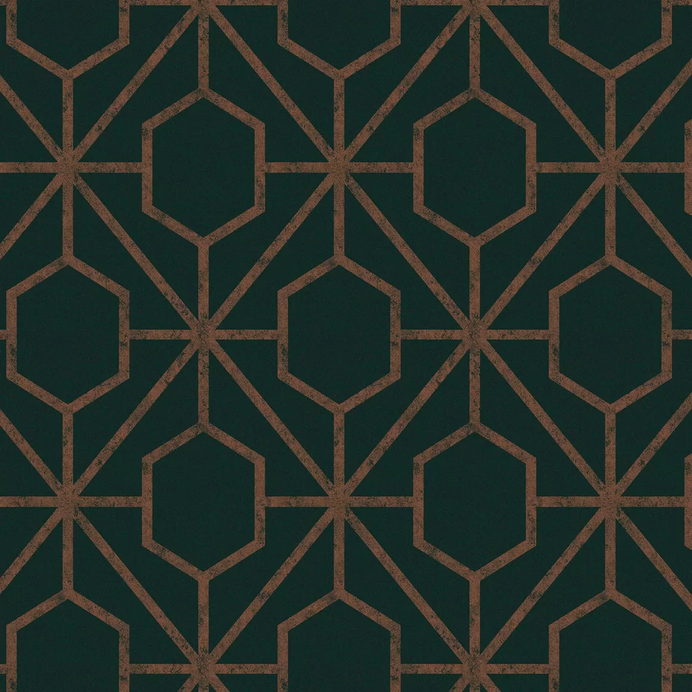 Rinku by Graham & Brown - Green / Copper - Wallpaper : Wallpaper