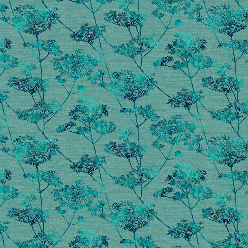 Hortus Wallpaper - Teal - by Graham & Brown