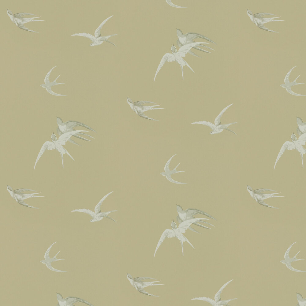 Swallows Wallpaper - Gold - by Sanderson