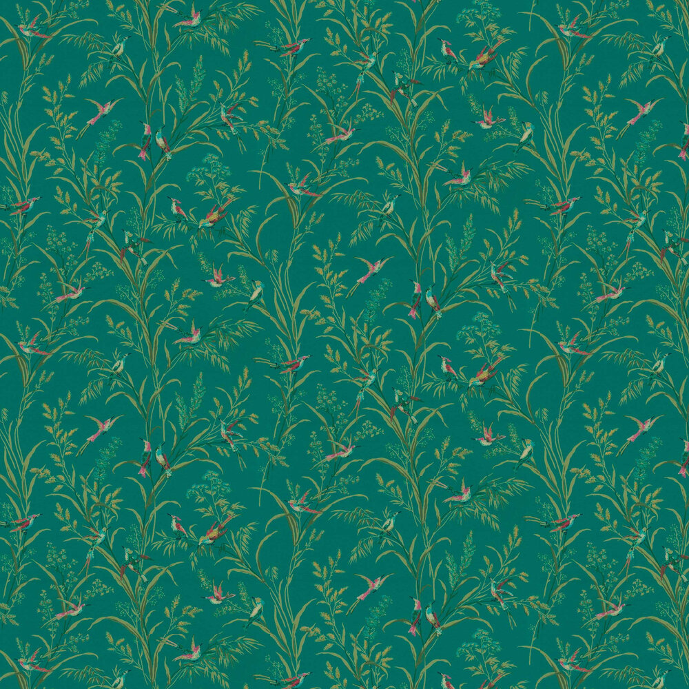 Papier peint Tuileries - Eucalyptus / multicolore - Sanderson