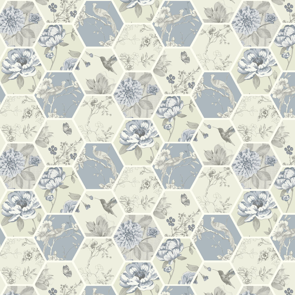 Chinoise Decoupage    Wallpaper - Blue - by Arthouse