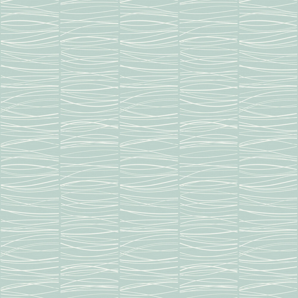 Wavy Lines Wallpaper - Aqua - by SK Filson