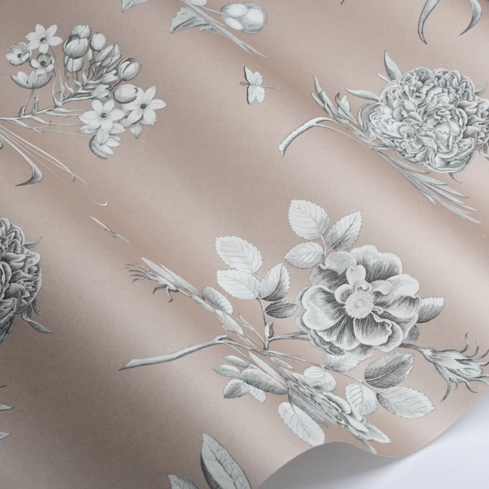 Etchings and Roses by Sanderson - Rose Shimmer - Wallpaper