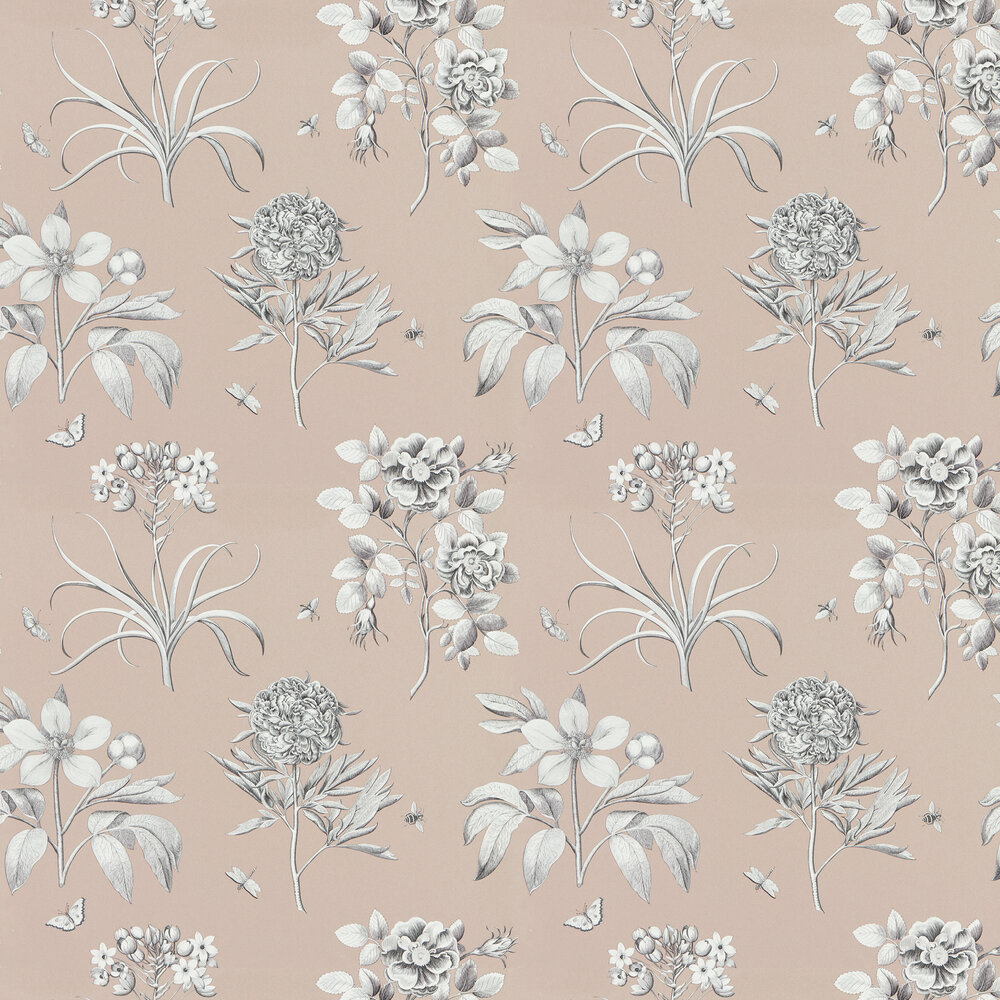 Etchings and Roses Wallpaper - Rose Shimmer - by Sanderson
