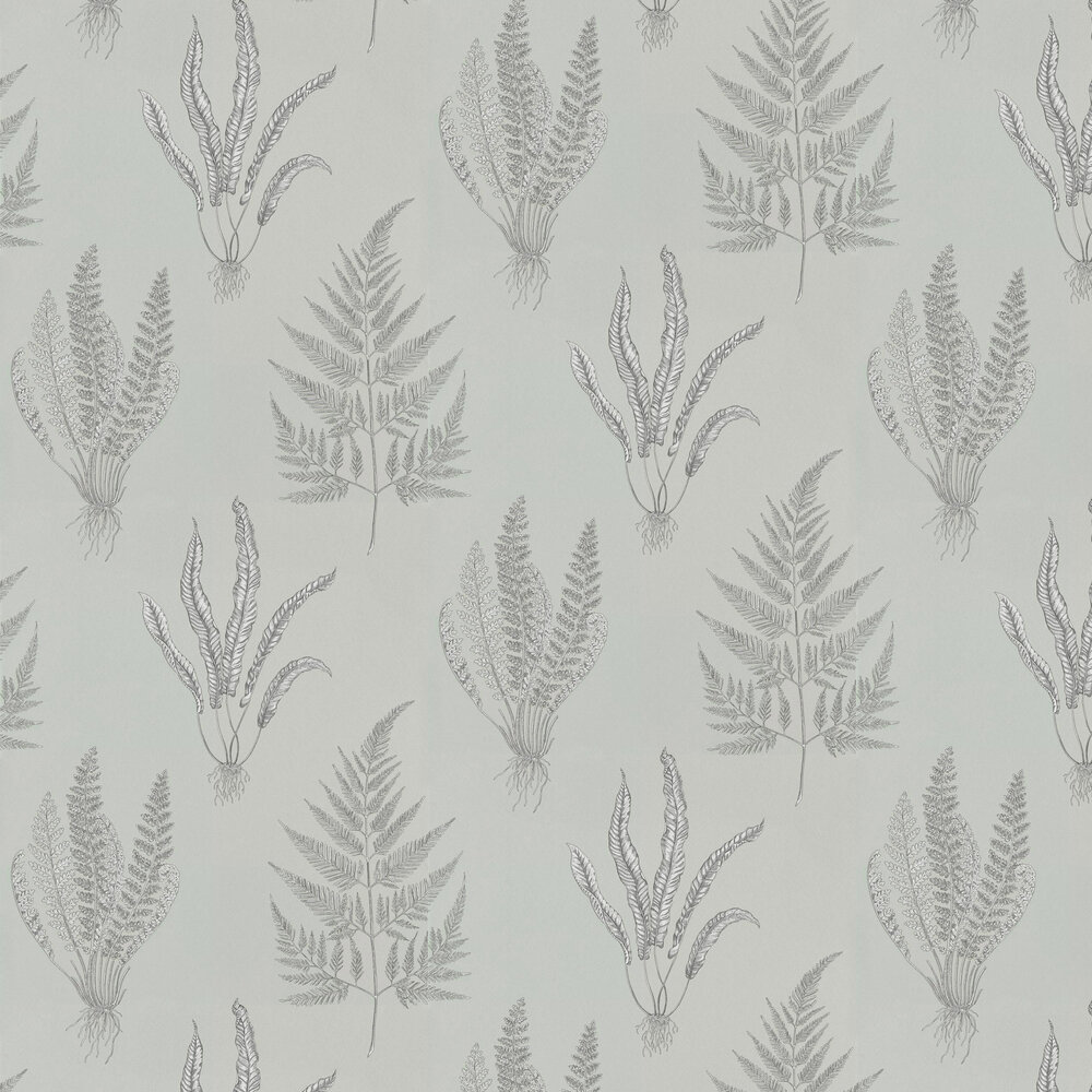 Woodland Ferns Wallpaper - Soft Pewter - by Sanderson