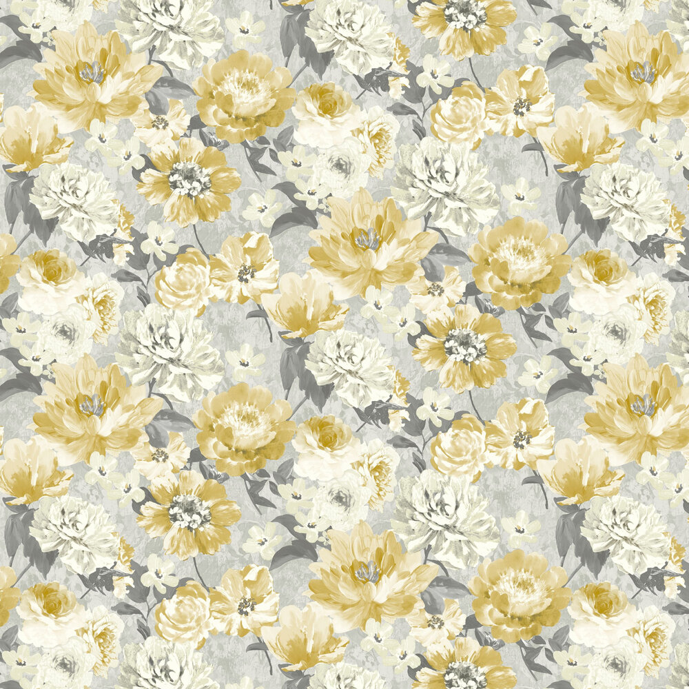 Aubrey Floral  Wallpaper - Ochre - by Arthouse
