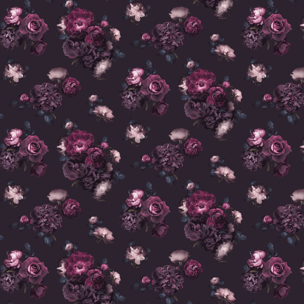 Euphoria Floral Wallpaper - Plum - by Arthouse