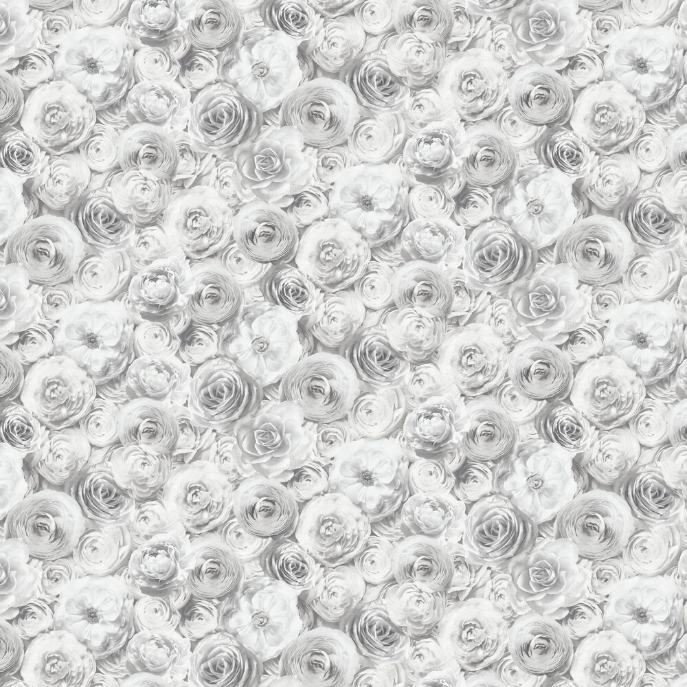 Wild Rose Wallpaper - Silver - by Arthouse