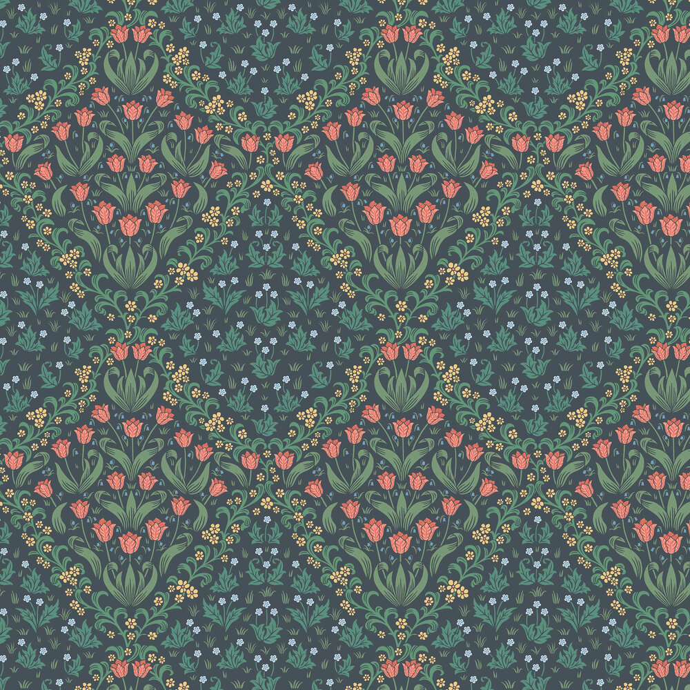 Tudor Garden Wallpaper - Rouge / Forest Green - by Cole & Son