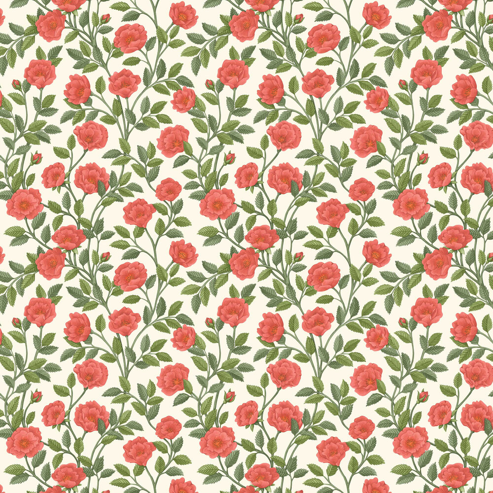 Hampton Roses Wallpaper - Rouge / Spring Green - by Cole & Son